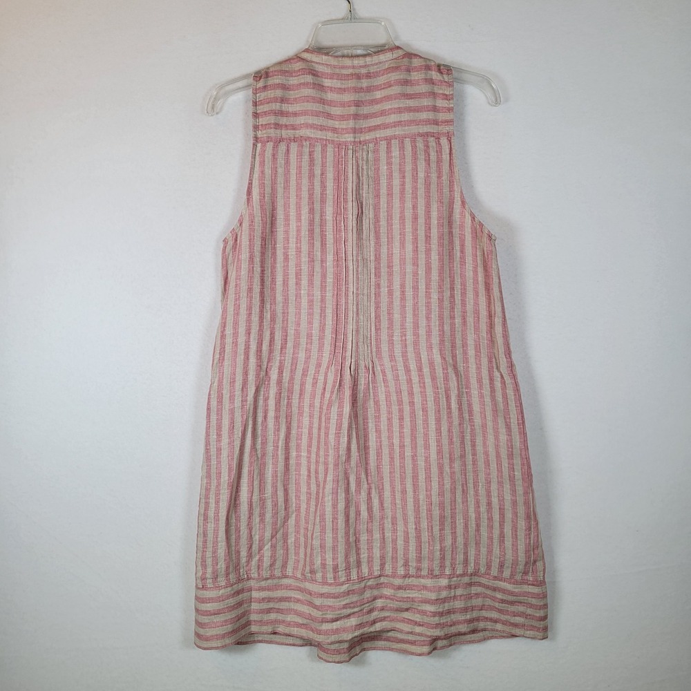 Faherty Womens Isha Linen Pockets Tank Dress Size Small Pink Striped Beachy - Picture 2 of 9